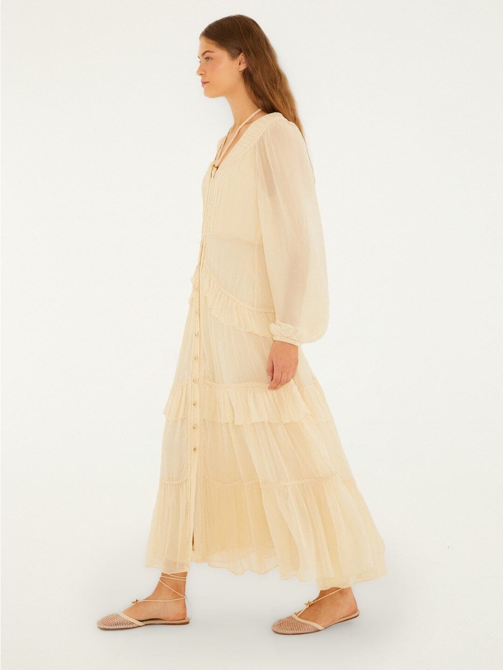 Farm Rio: Butter Yellow Ruffled Buttoned
Maxi Dress - Picture 2 of 9